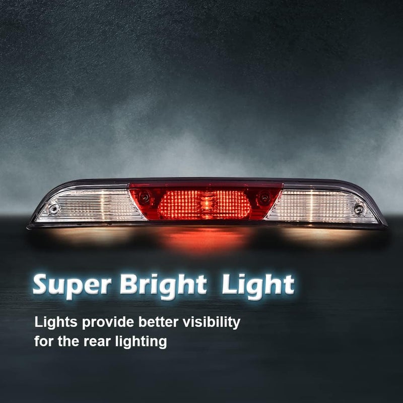 GPLUS LED 3rd Third Brake Light Compatible with Ford F150 2015 2016 2017,Compatible with F250 F350 F450 F550 Super Duty 2017 High Mount Rear Stop Light Cargo Lamp Red & Clear Lens Chrome Housing - Image 3